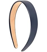 Motique Accessories 1 Inch Vegan Leather Headband for Women and Girls (Navy)