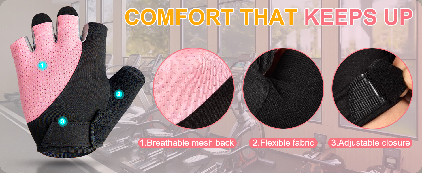 Breathable mesh fingerless fitness gloves