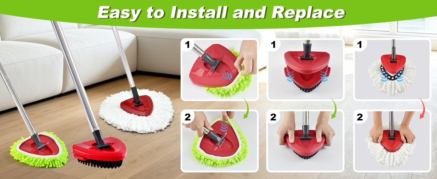 Spin Mop Replace Heads Compatible with O-Cedar EasyWring 1 Tank Spin Mop System
