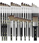 Bougimal 33 Pcs Paint Brush Set, Artist Paint Brushes for Acrylic Painting, Oil, Watercolor, Goua...