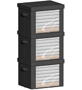 Clothes Storage Bins with Foldable Metal Frame - 36L Large Capacity Stackable Linen Fabric Organi...