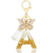 ANHBKAR Initial Letter Keychain, Butterfly Keychain Cute Resin, Initial Keychain Backpack Charms,...