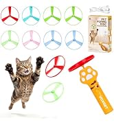VOXGET Interactive Cat Flying Disc Launcher Toy, Rechargeable Disc Launcher with 8 Flying Discs, ...