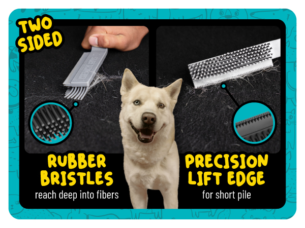Grubbie lifts stubborn pet hair from upholstery, carpet, and cloth car interiors.