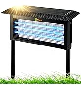 Solar Bug Zapper Outdoor – 4500V Cordless Mosquito Zapper with Rain-Sensing Control, 18W Solar Pa...