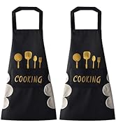 DILLMAN Women Kitchen Apron with Hand Wipe Pockets,Big Pocket,Hand-wiping, Waterproof for Cooking...