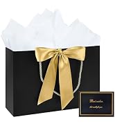 JMANNI Gift Bags, 1PCS Gift Bags Large with Ribbon and 1 Greeting Cards 2 Tissue Paper, Portable ...