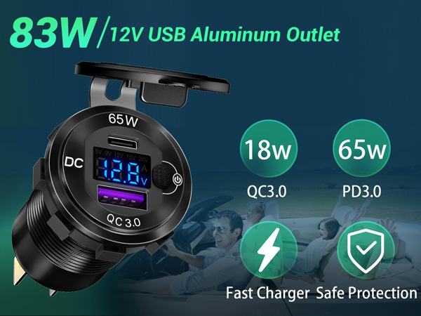 12V USB ALUMINUM OUTLET