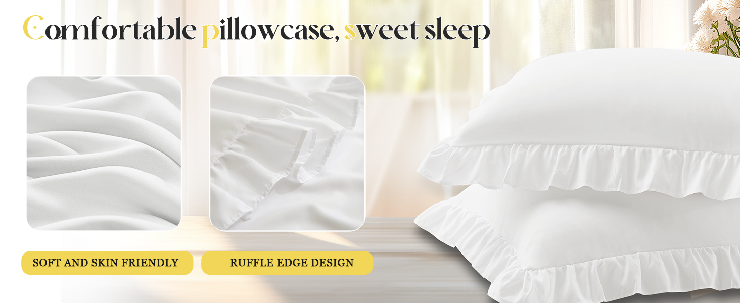 Ruffle Pillow Cases White