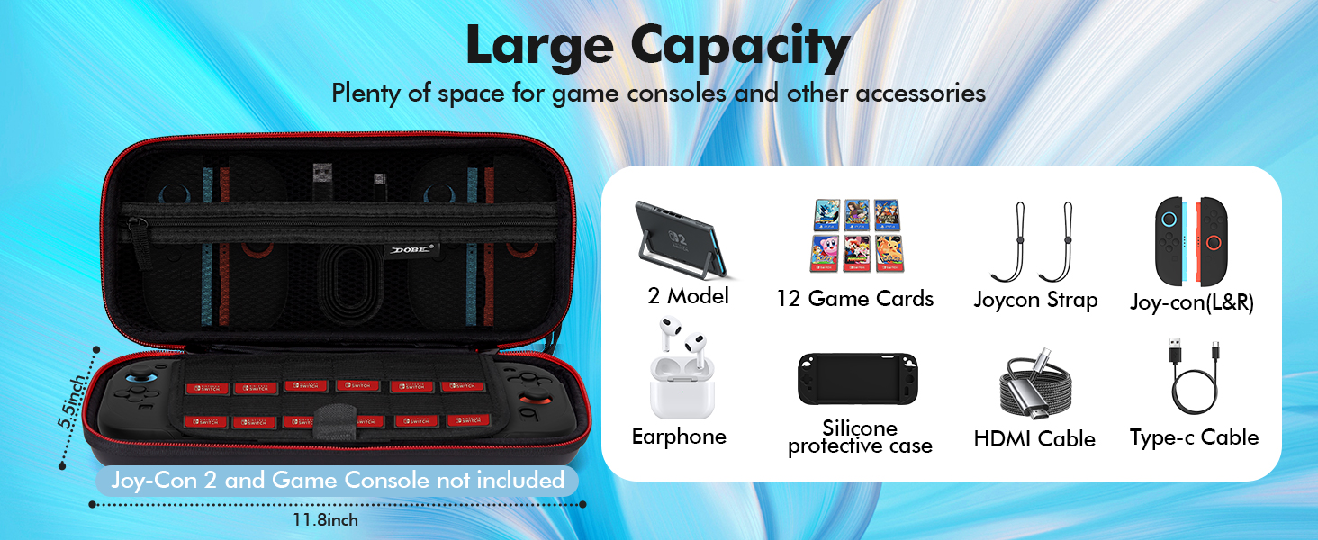 18-in-1 Carry Case Premium Protection Accessories Bundle Compatible with Nintendo Switch 2