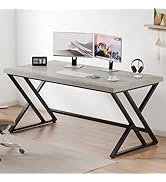 LVB Grey Computer Office Desk, Industrial Wood PC Gaming Gray Desk for Home Office, Modern Wooden...