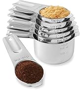 Last Confection 7pc Stainless Steel Measuring Cup Set - Includes 1/8 Cup Coffee Scoop - Measureme...