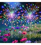 btfarm 2 Pack Solar Garden Lights Outdoor 8 Modes, 120 LED Firework Lights Solar Powered, Waterpr...