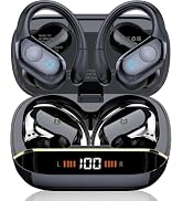 Qecnato 75H Sports Wireless Earbuds Bluetooth 5.4 Headphones Stereo, Black | Over Ear Buds with E...