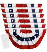 ZOOFOX 6 Pack American Pleated Fan Flag, 3x1.5 Feet USA Patriotic Half Fan Bunting Flag Stars and...