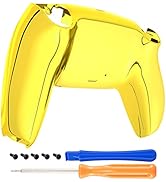 eXtremeRate Chrome Gold Glossy Custom Back Housing Bottom Shell Compatible with ps5 Controller, R...