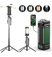 NICKLUC Rechargeable Camping Light with Stand 6 ft Max Height, 2200 Lumens Cordless Work Light wi...