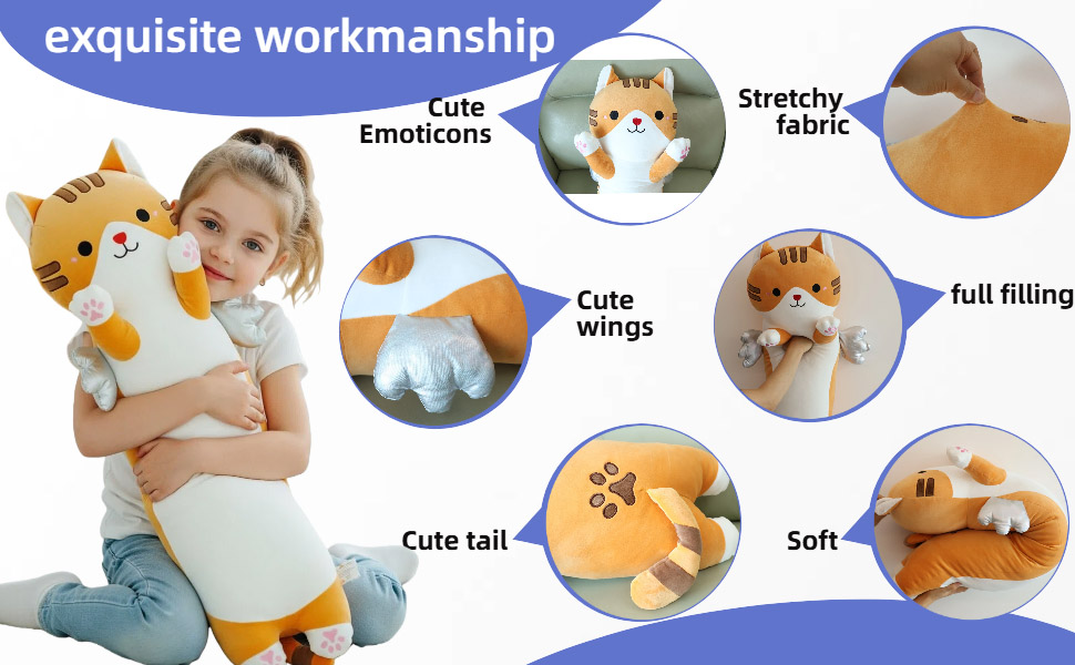 Text reads 'exquisite workmanship'. Product banner showcasing multiple views of a plush corgi pillow/cushion, displaying different angles, features, and usage scenarios.