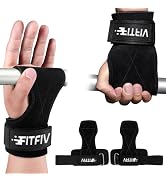 FITFIV Weight Lifting Wrist Strap, Double Leather Weightlifting Wrist Straps for Gym Strength Tra...