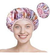 Upgraded Waterproof Terry Shower Caps, Reusable Shower Cap for Women with Long Hair, Soft Absorbe...
