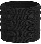 60 Pcs 2 Inch Black No Damage Hair Ties for Women Thick Hair, Large Soft Seamless Nylon Fabric El...