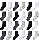 GENTABY Kids Socks 24 pairs Cozy Athletic Crew Socks for Boys and Girls(1-13Years)