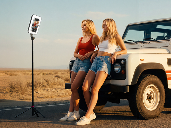 ring light tripod with iPhone