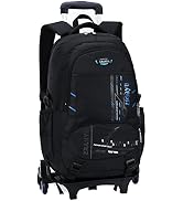 Teens Boys Middle High School Trolley Rolling Backpacks Capacity Wheeled Bookbag School Bags with...
