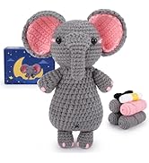 Fortuning's JDS Crochet Kit for Beginners - Elephant Crochet Kits with Step-by-Step Video Tutoria...