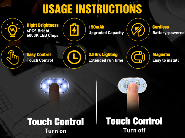 Nilight Wireless Magnetic white LED Interior Lights usage instruction