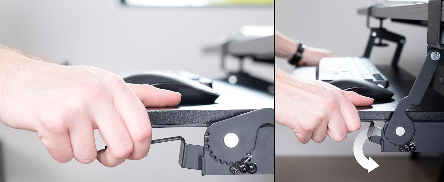 Clamp-on Keyboard Tray with Swinging Height Adjustment