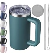 VAKAROTK 20oz Insulated Coffee Mug With Handle For Desk,Ocean Blue | 18/8 Stainless Steel Thermal...