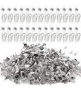 Happy Trees 200 Pcs Metal Badge Clips with Clear PVC Straps, ID Holder Clip for Badge Holders, Na...