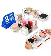 BLULEE 4-in-1 Expandable Drawer Organizer Set, Adjustable Clear Bins | with Dividers for Kitchen,...