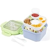 MICEBAY All-in-One Salad Container for Lunch 52-Oz, Large Salad Bowl with Tray, Leak-Proof Sauce ...