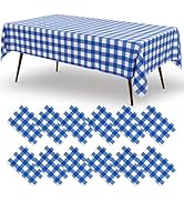 misaya 12 Packs Buffalo Disposable Table Cloth, 54 x 108 Inch Waterproof Plastic Tablecloth, Rect...
