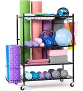 UMINEUX Yoga Mat Storage Racks, Home Gym Storage for Foam Roller, Dumbbells, Kettlebells, All in ...