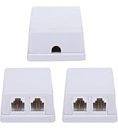 Menewstart Phone Jack Surface Mount Splitter Box, White, 3 Pack, Dual Port Phone Jack Box with RJ...