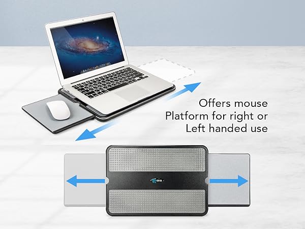 offers mouse platform for right or left handed use