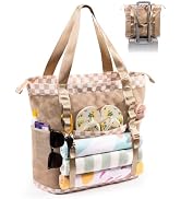 Elmklare 35L large Mesh Beach Tote Bag With Zipper for Women with 6 Pockets