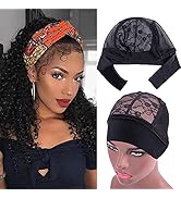 Wig Cap for Headband Wig - 2 PCS Headband Wig Cap for Wig Making Lace Wig Cap with Adjustable Hoo...