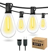 Austin Coast 50FT Outdoor String Lights for Outside Patio Lights with 24+1 Shatterproof S14 E12 L...