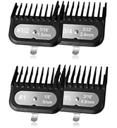 Clipper Guards Set Compatible with Most Wahl Clippers, -1/16" to 3/16", 4 Piece Set, Black Color,...