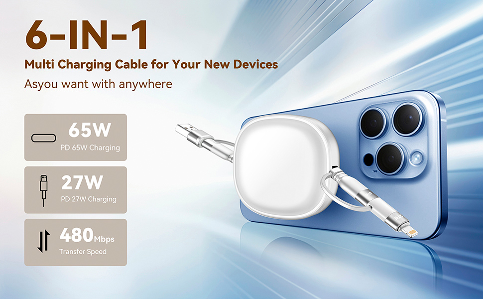 4 in 1 Retractable iphone charger