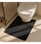 Triohero Toilet Rug, Thin Toilet Rugs U Shaped Washable Non Slip Absorbent Quick Dry Low Pile Toi...