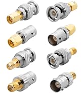 Anina 8-Pack SMA to BNC Adapter Kit 50 Ohm RF Coaxial Connectors Gold Plated Brass Complete Male/...