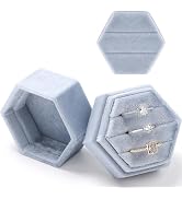 WantGor Velvet Ring Box, 2-in-1 Jewelry Ring Gift Box 3 Slots Hexagon Ring Storage Box or Double ...