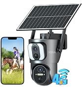 Xega 4G Cellular Security Camera Dual Lens Outdoor with SIM Card, 14400mAh 2K HD Wireless Solar 4...