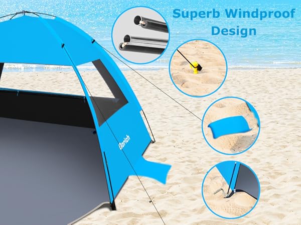 8 person beach tent for travel windproof