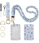 Nlicrst Scrunchie Lanyard Breakaway with ID Badge Holder - Chinoiserie Style Stretchy Lanyards wi...